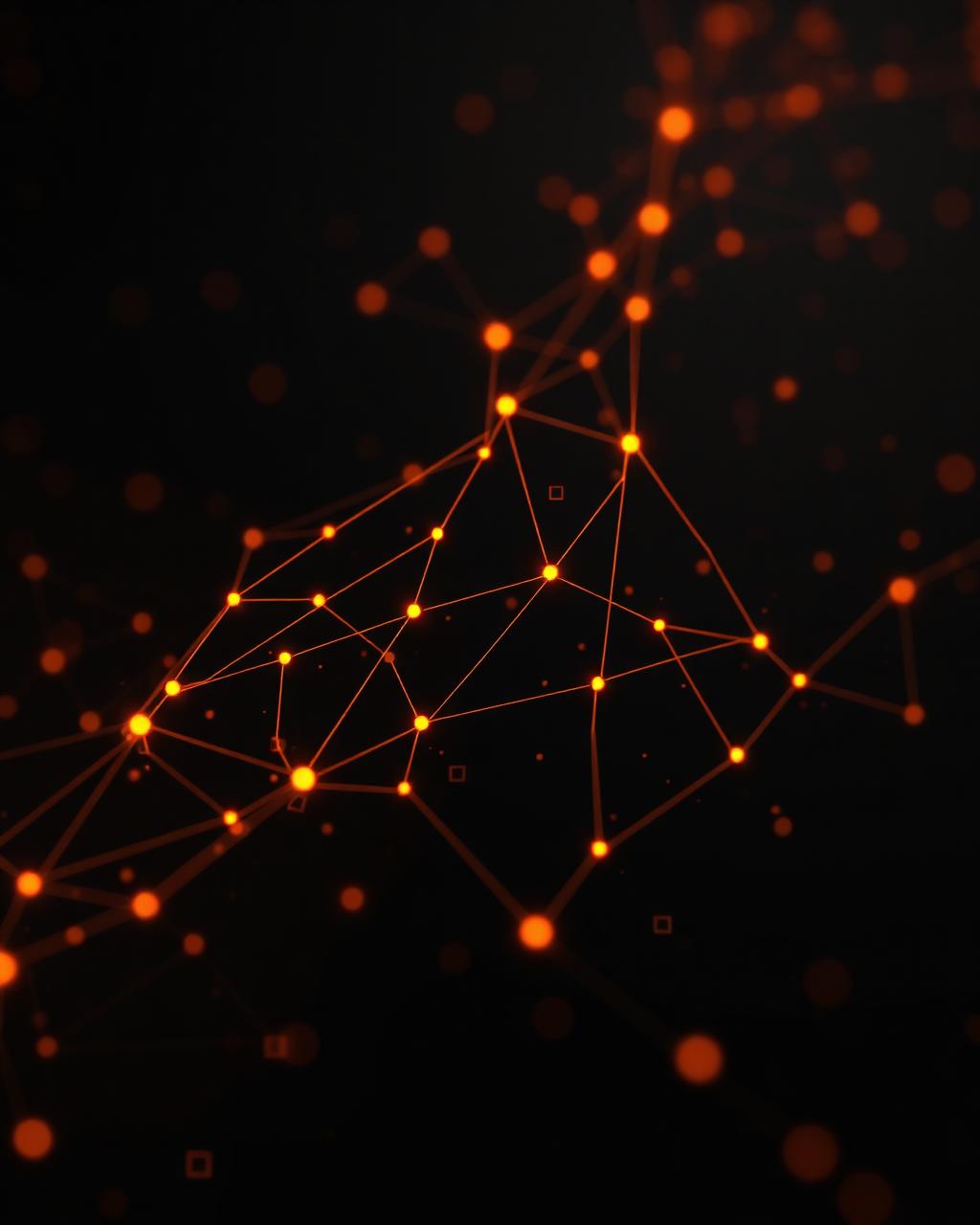 Abstract network of glowing ember connections representing AI and security systems